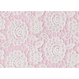 coussin crochet fleur rose/blanc
