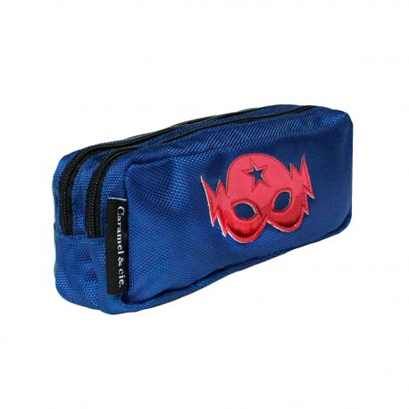 Dubbele pennenzak Blauw Masker Dubbele pennenzak Blauw Masker