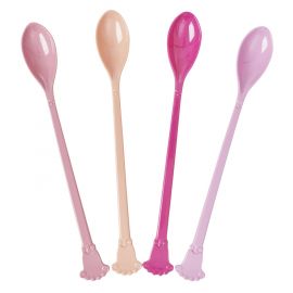 Set van 4 melamine lange lepels - pink