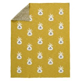 Gebreide wiegdeken Pineapple mustard