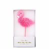 Flamingo feestkaars met glitters