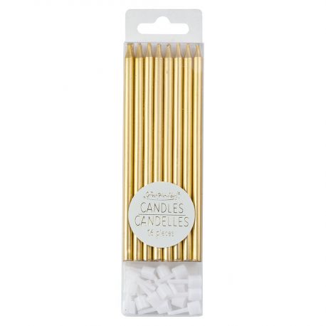 Set van 16 kaarsen metallic goud Set van 16 kaarsen metallic goud