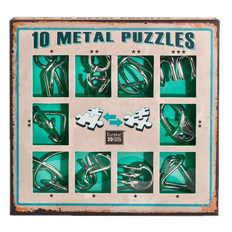 Set van 10 Metal puzzels - groen Set van 10 Metal puzzels - groen