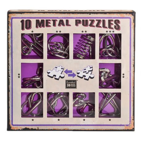 Set van 10 Metal puzzels - paars Set van 10 Metal puzzels - paars