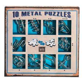 Set van 10 Metal puzzels - blauw