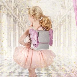 Glitter zilver & roze boekentasje - Papillon